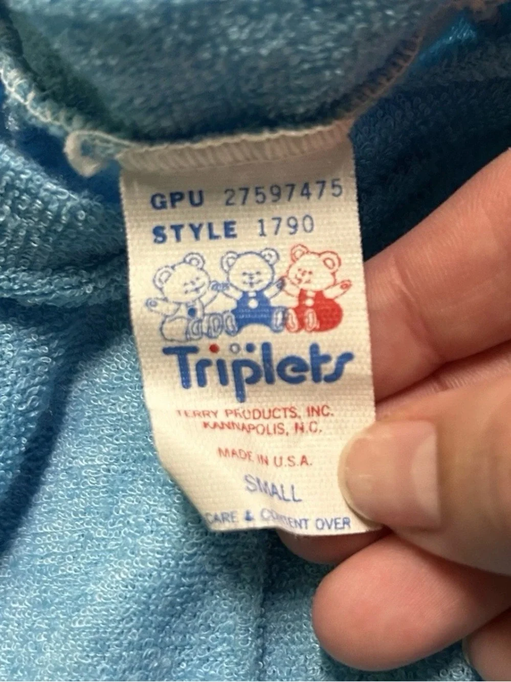 Vintage Baby Triplets Terry Cloth Footie Pajamas Size 0-3 Months